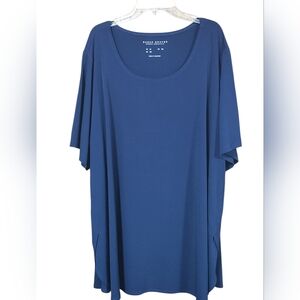 Susan Graver Liquid Knit Women's Navy Short Sleeve Top